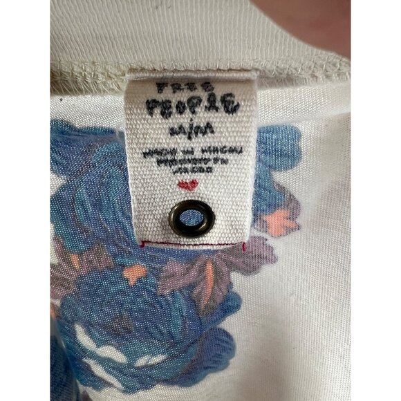 RARE Vintage 90s Free People Floral Print Crochet-Lace Shoulder Scoop Neck Tunic - Picture 11 of 14